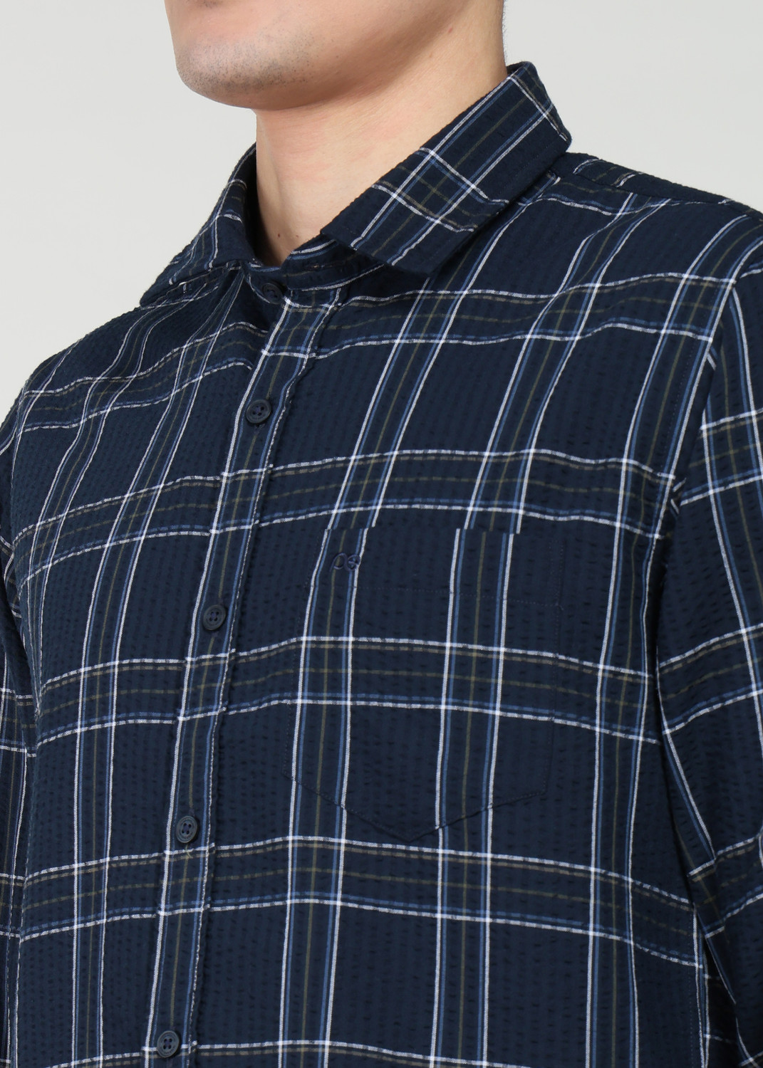 Image of PETER ENGLAND Men Checkered Casual Blue Shirt