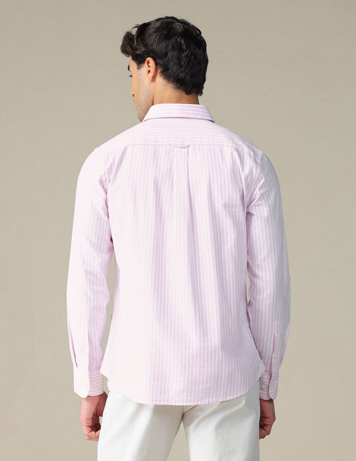 U.S. POLO ASSN. Men Striped Pink White Casual Shirt - Image 5