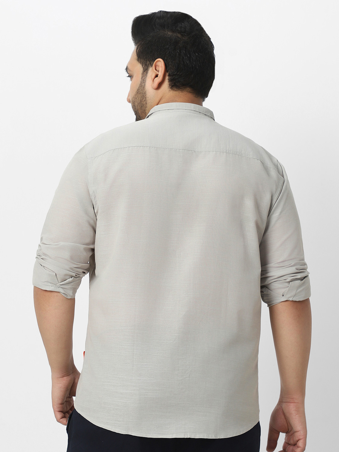 Image of Urbano Plus Men Solid Casual Grey Shirt