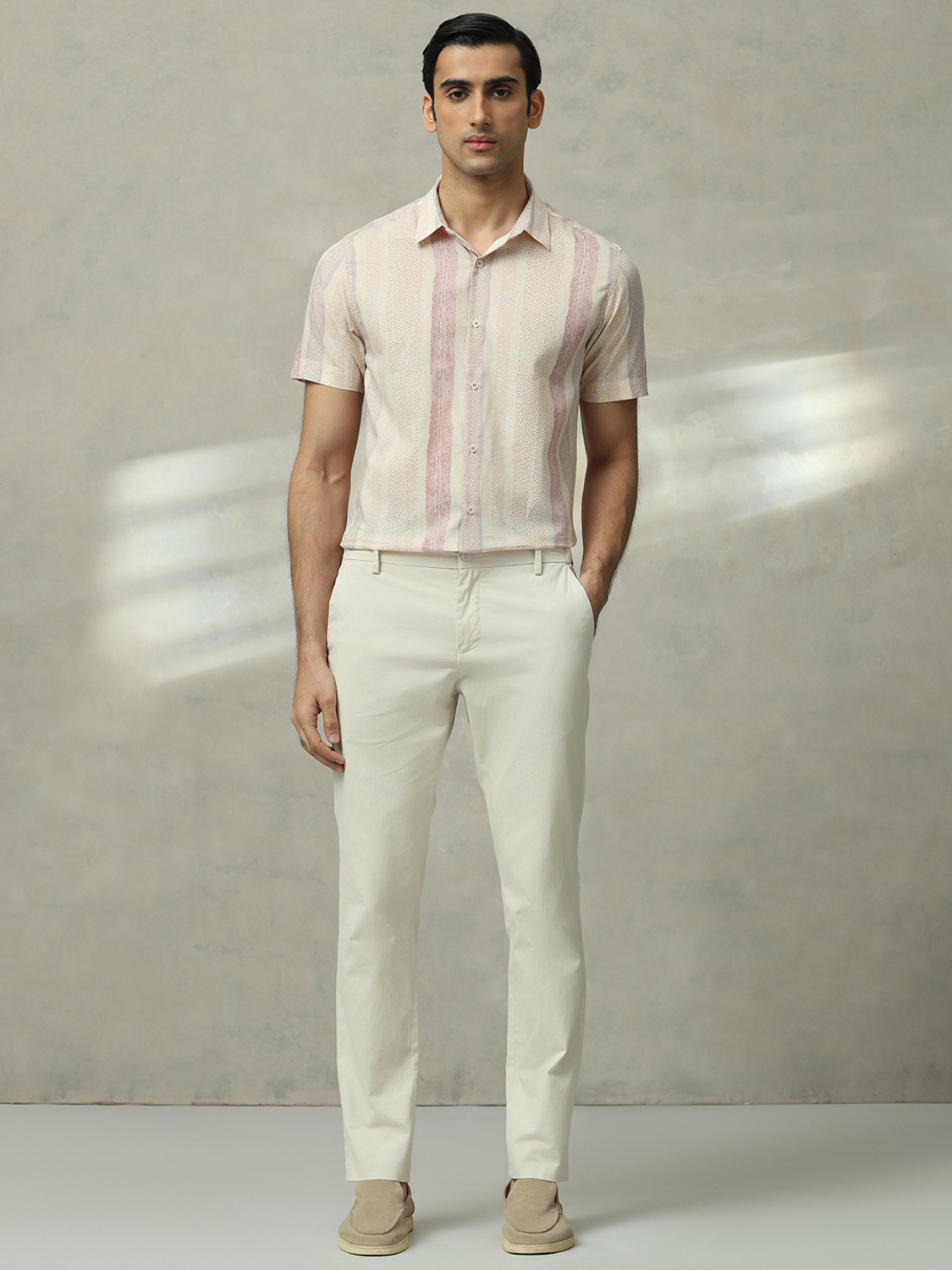Image of MUFTI Men Printed Casual Pink Shirt