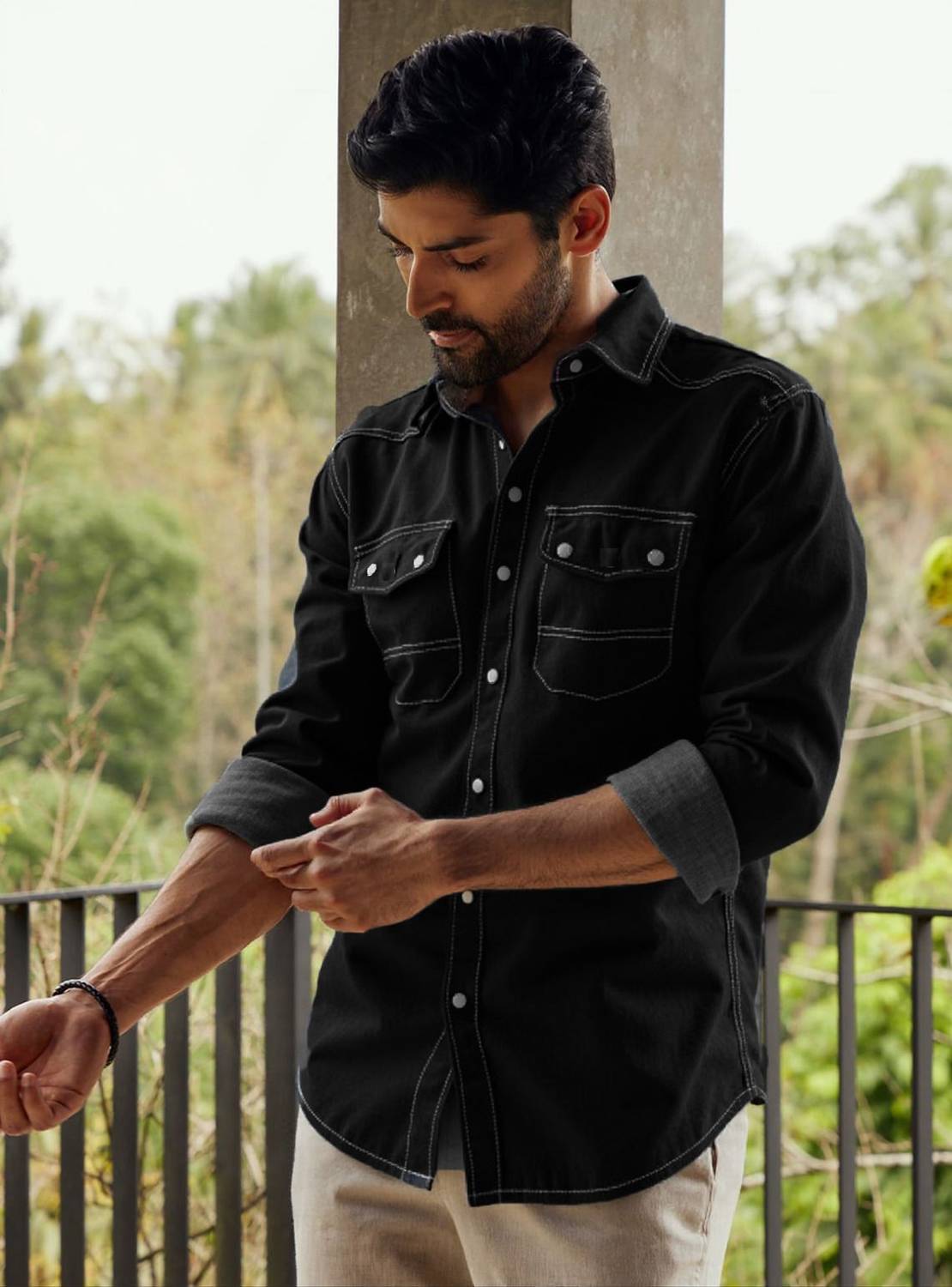NIGAM Men Black Casual Shirt - Image 1