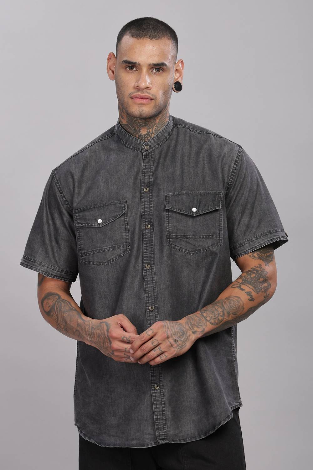 7th Legion Men Self Design Casual Black Shirt