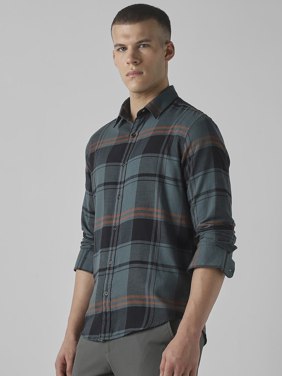 Image of MUFTI Men Checkered Casual Multicolor Shirt