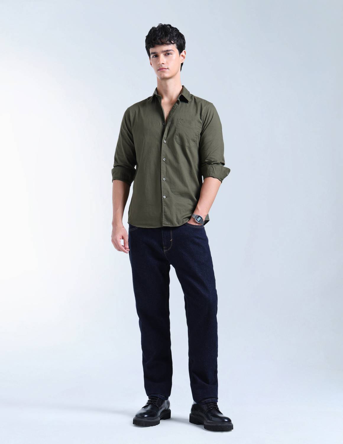 FLYING MACHINE Men Green Casual Shirt - Image 5
