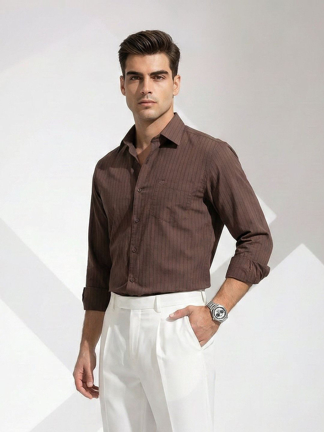 Image of INVICTUS Men Striped Casual Multicolor Shirt