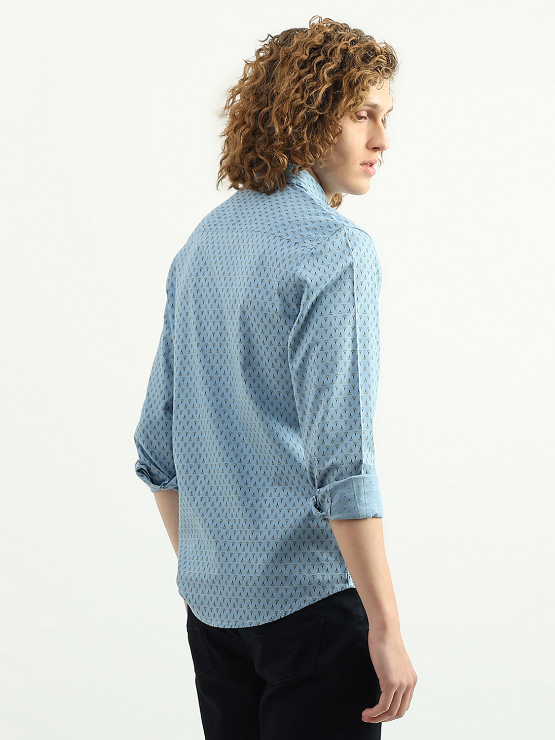 Image of United Colors of Benetton Men Printed Casual Blue Shirt