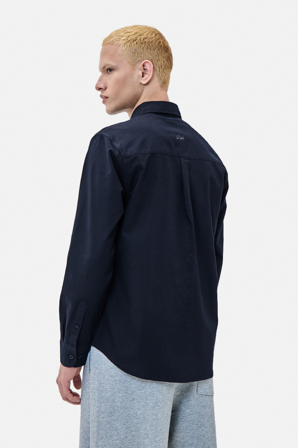 Image of Snitch Men Solid Casual Blue Shirt