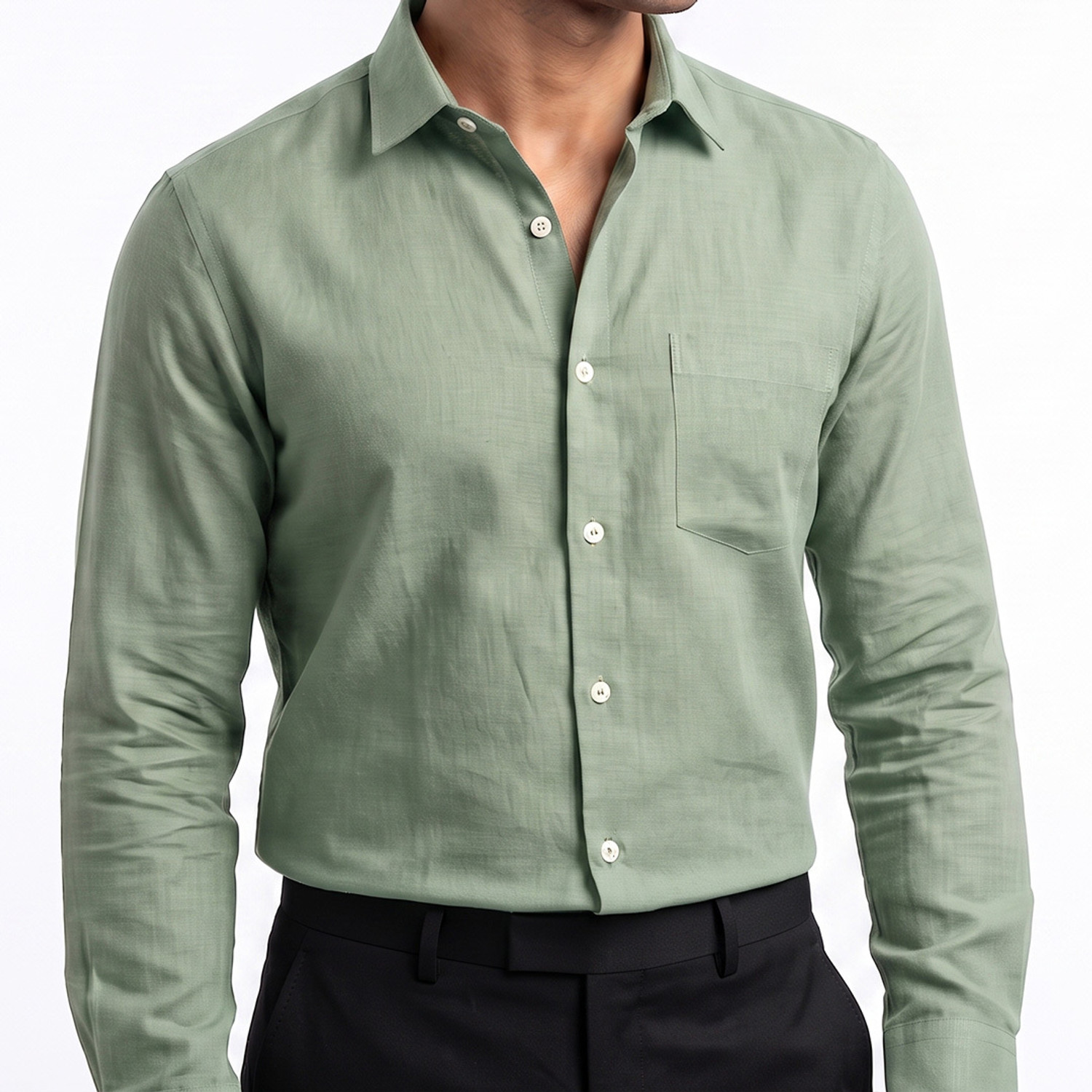 Image of Punekar Cotton Men Regular Fit Solid Spread Collar Casual Shirt
