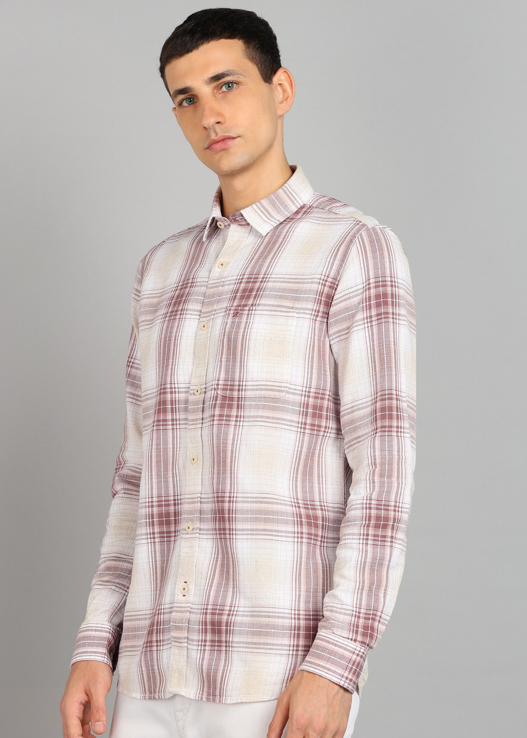 Image of KILLER Men Checkered Casual Pink Shirt