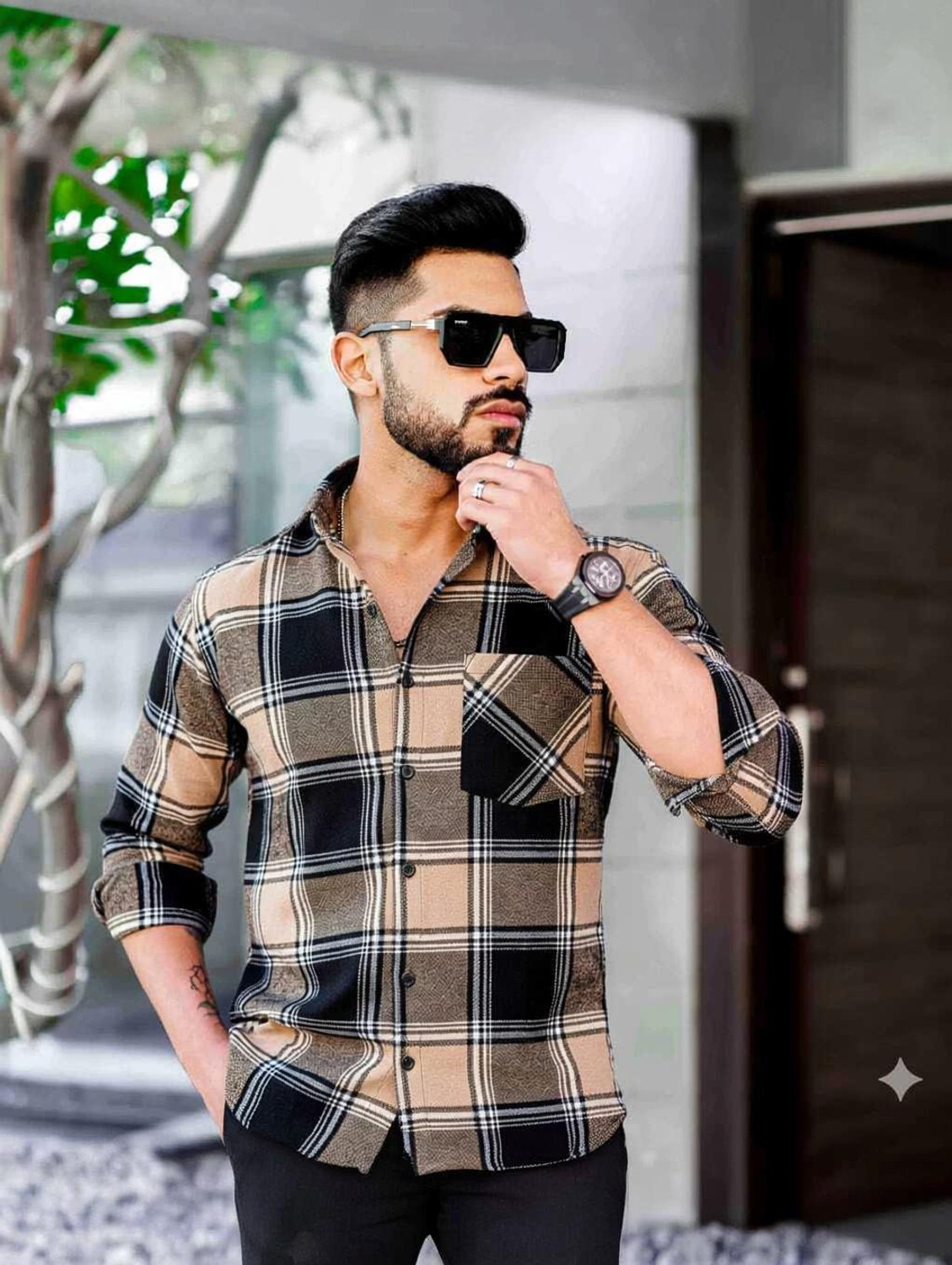 Image of Braxumber Men Checkered Casual Multicolor Shirt