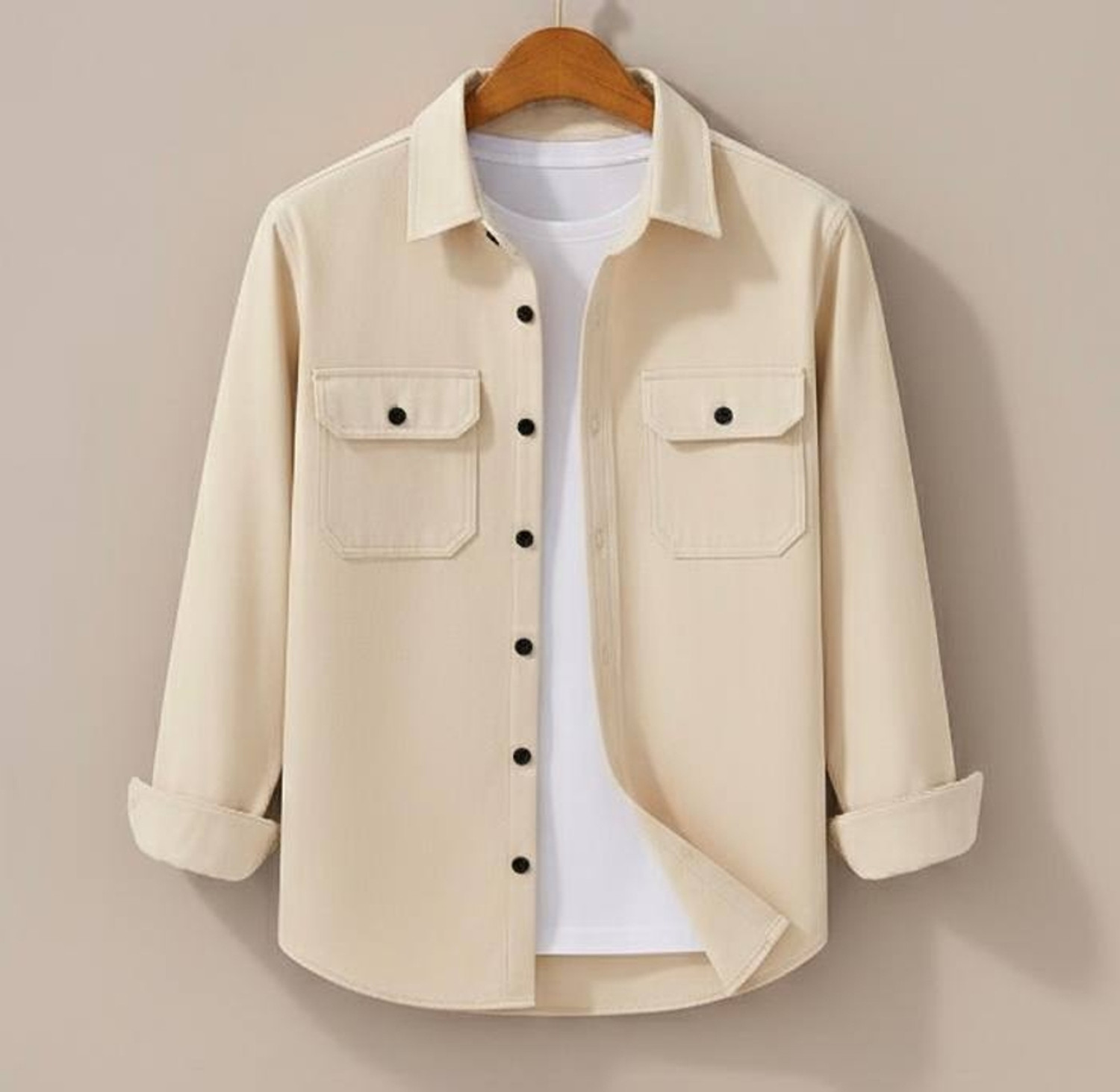 Image of JCOSTA Men Solid Casual Cream Shirt