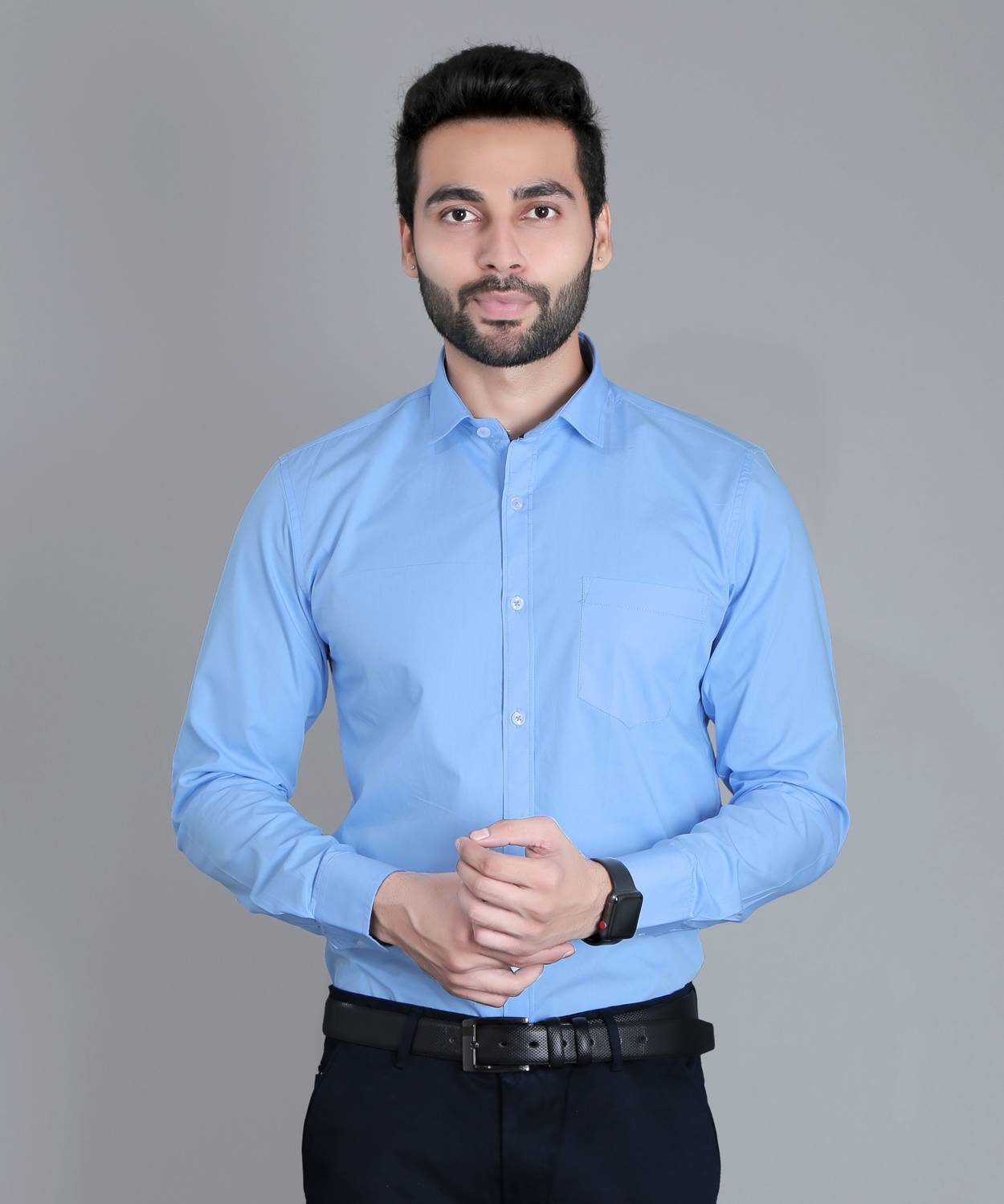 5TH ANFOLD Men Solid Formal Light Blue Shirt - Buy 5TH ANFOLD Men Solid  Formal Light Blue Shirt Online at Best Prices in India | Flipkart.com