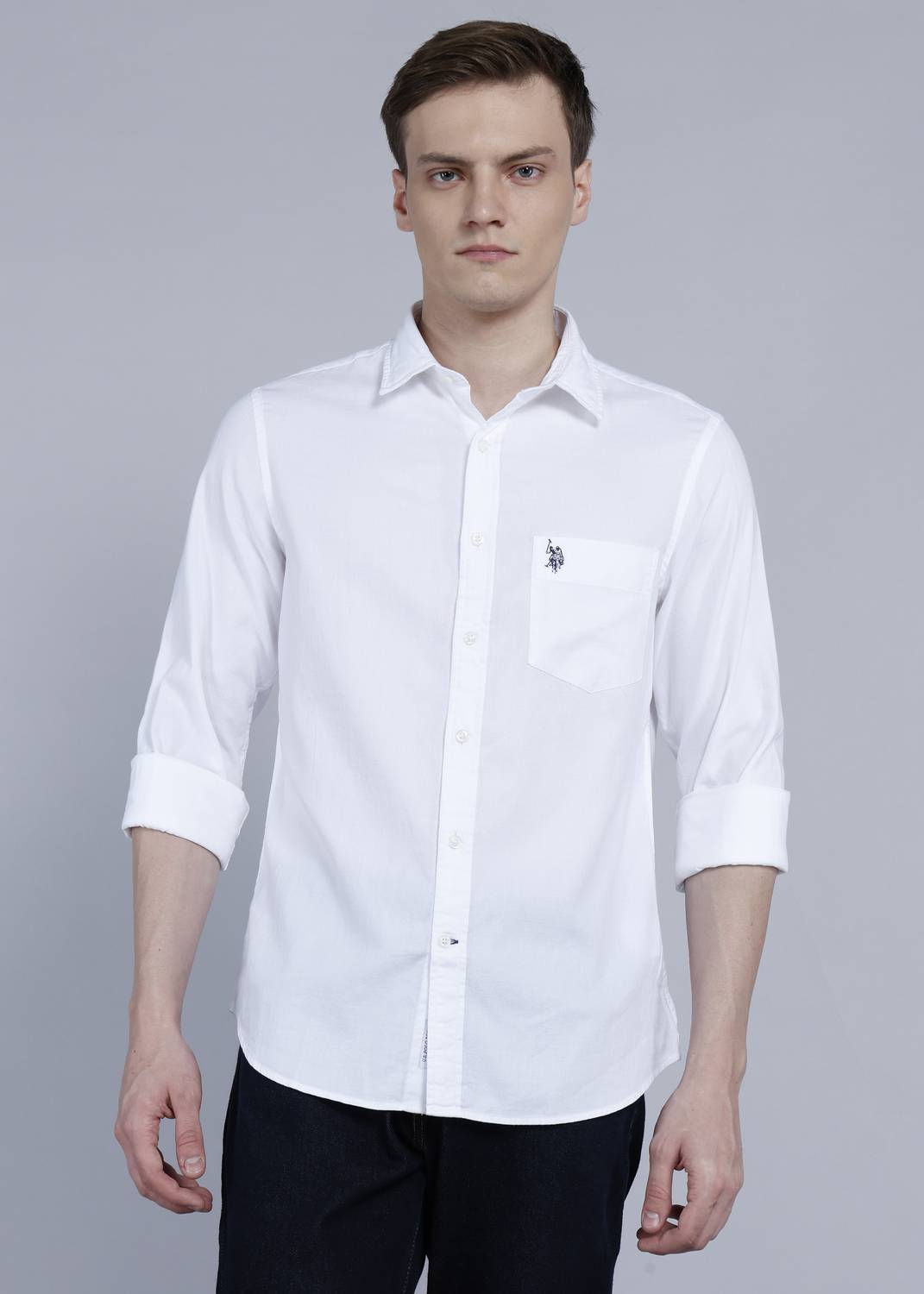 U.S. POLO ASSN. Men Solid Casual White Shirt