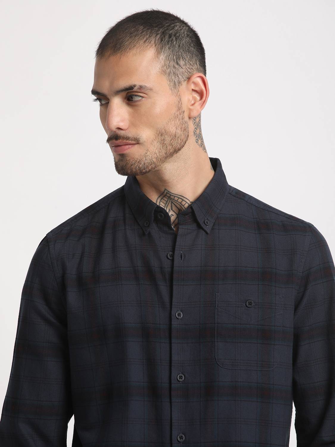 THE BEAR HOUSE Men Checkered Casual Blue, Black Shirt - Image 1