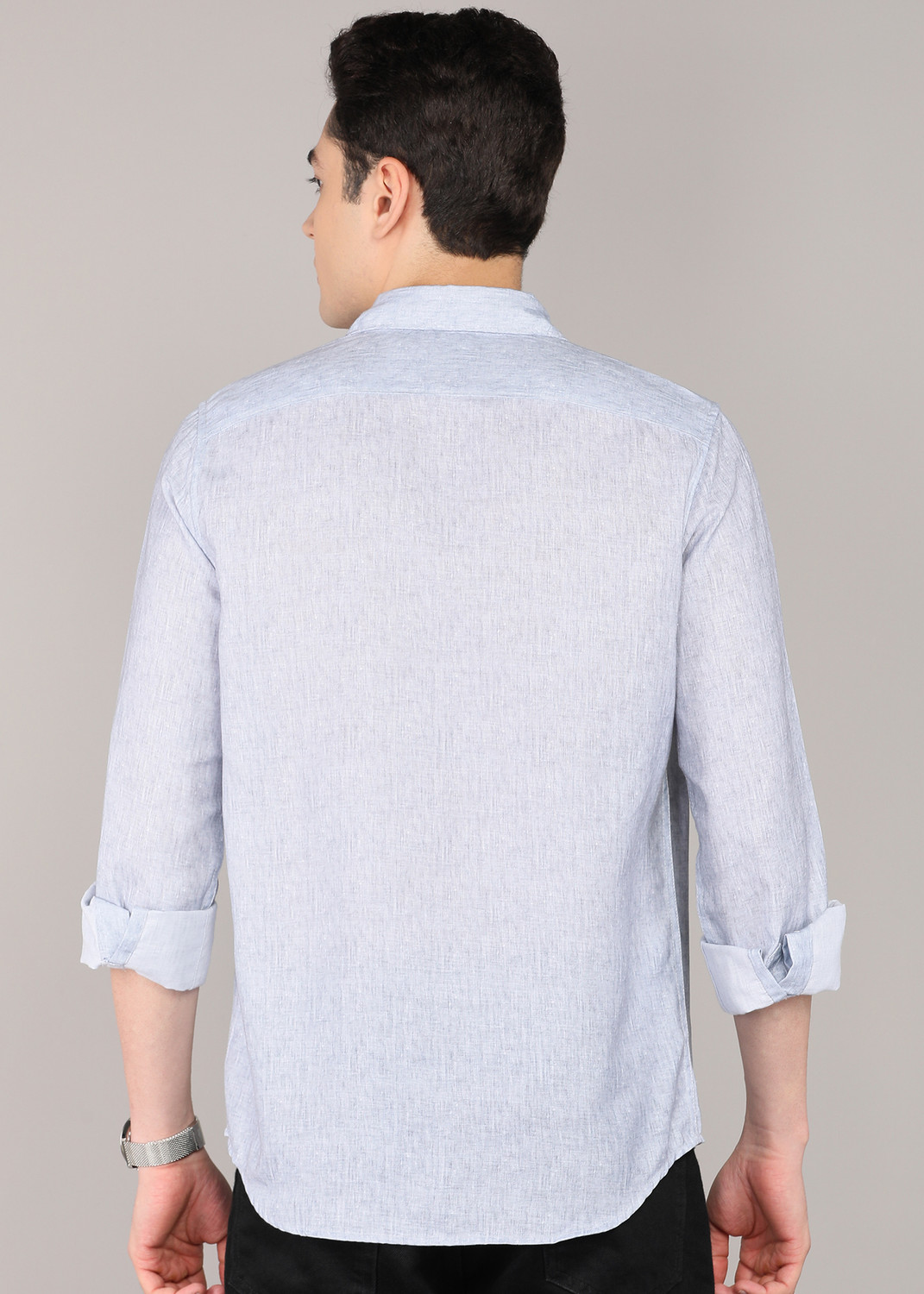 Image of WROGN Men Solid Casual Grey Shirt