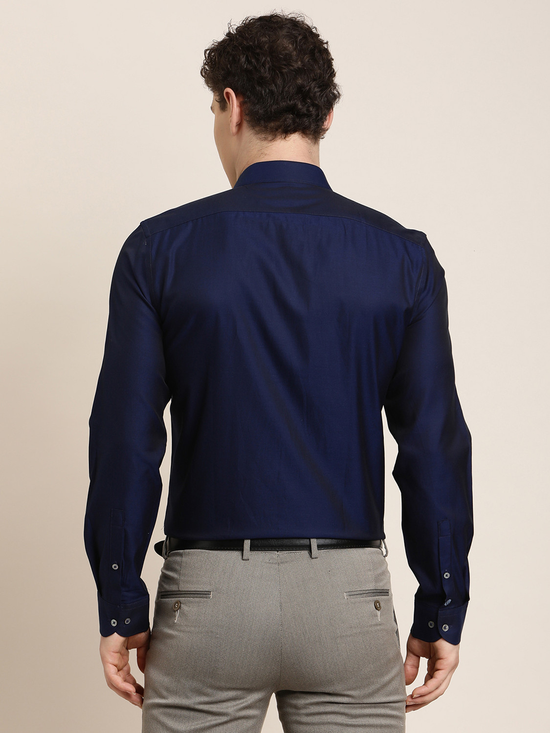 Image of TURTLE Men Solid Formal Blue Shirt
