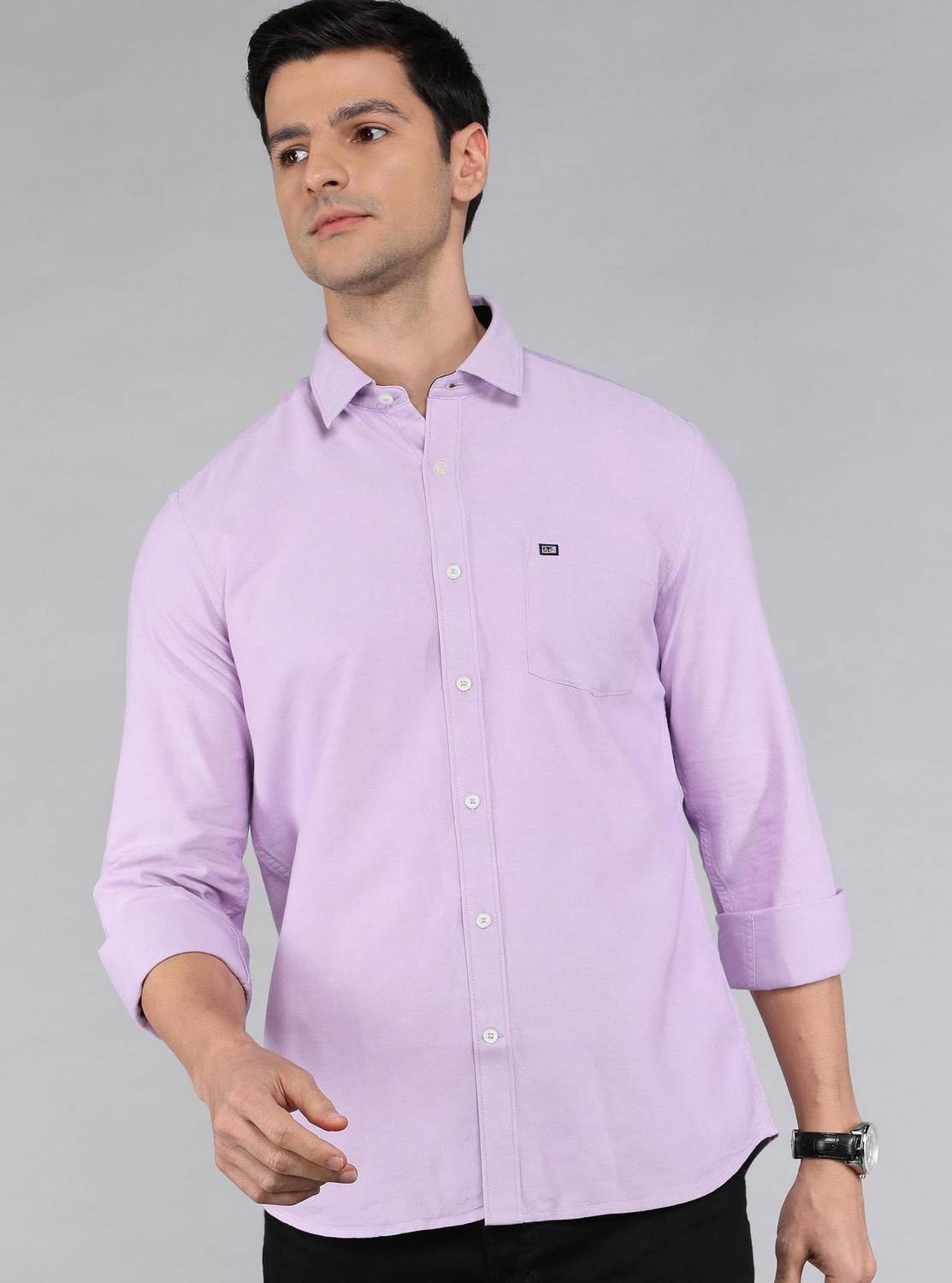 Arrow Sport Men Solid Casual Purple Shirt