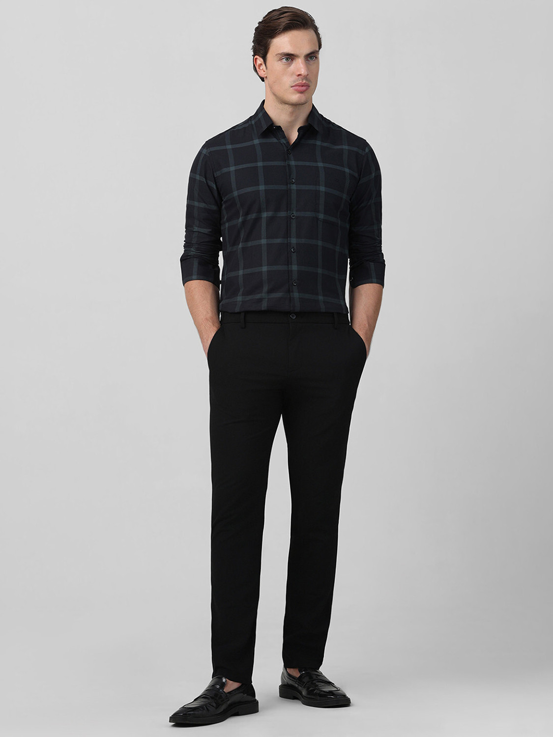 Image of MUFTI Men Checkered Casual Black, Brown Shirt