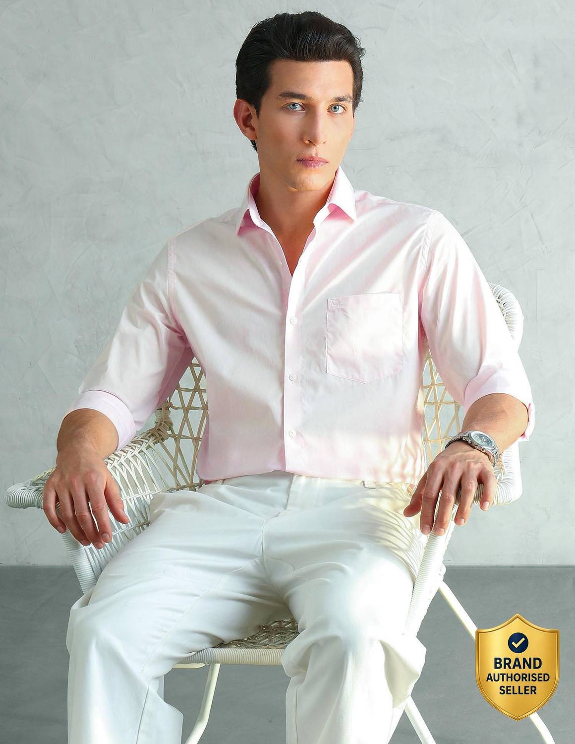 ARROW Men Solid Formal Pink Shirt