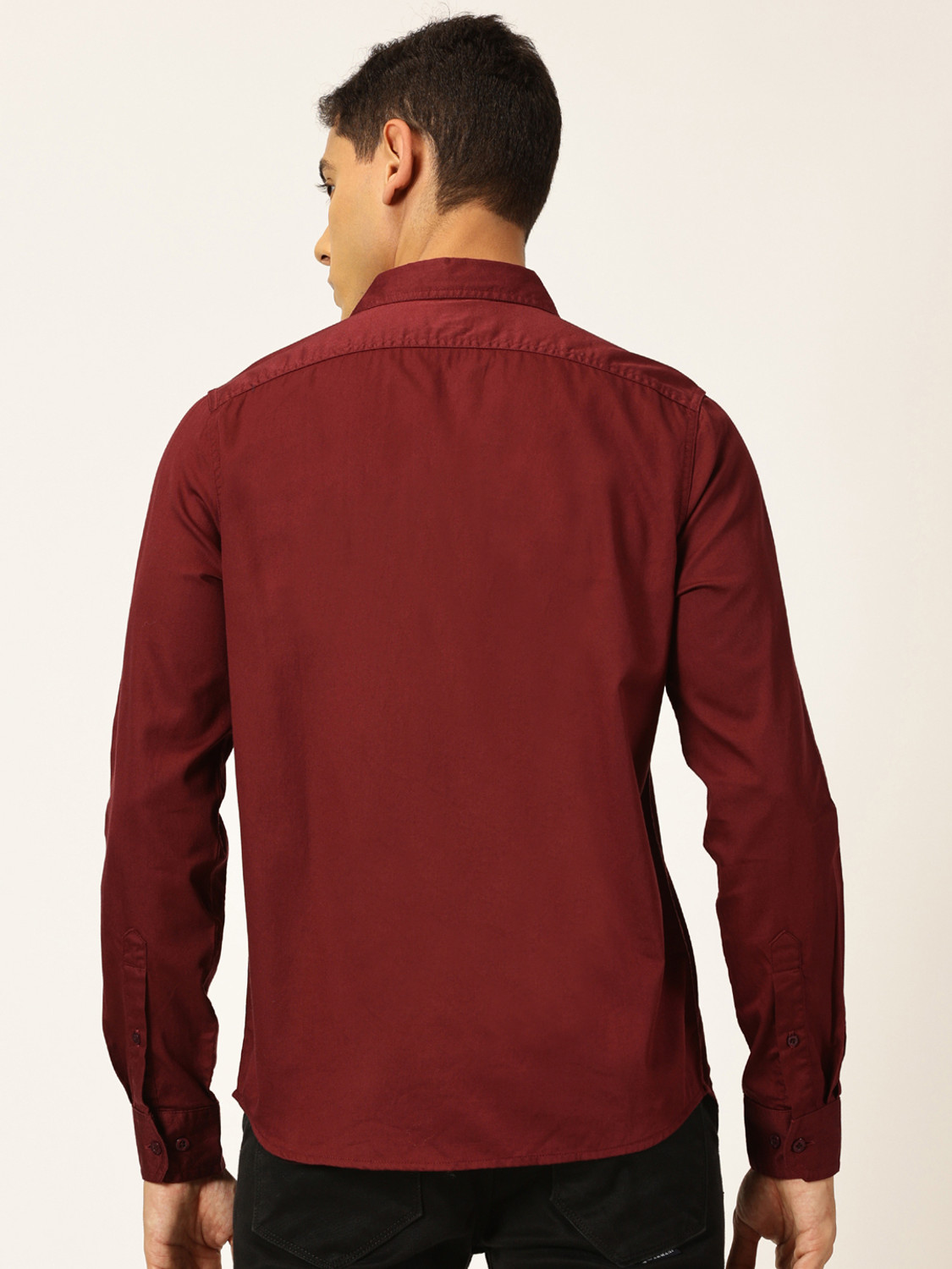 Image of PROVOGUE Men Solid Casual Maroon Shirt