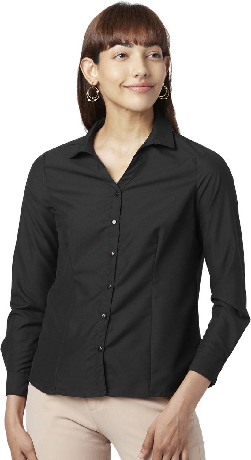 Annabelle by Pantaloons Women Solid Casual Black Shirt
