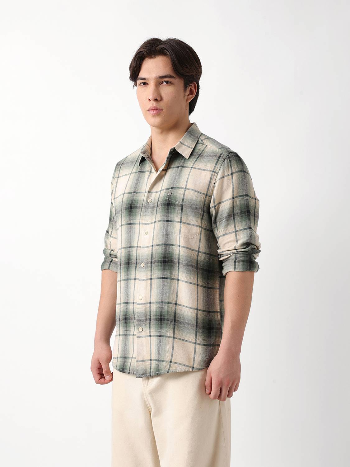 THE Bear House Men Checkered Casual Green Shirt - Image 3