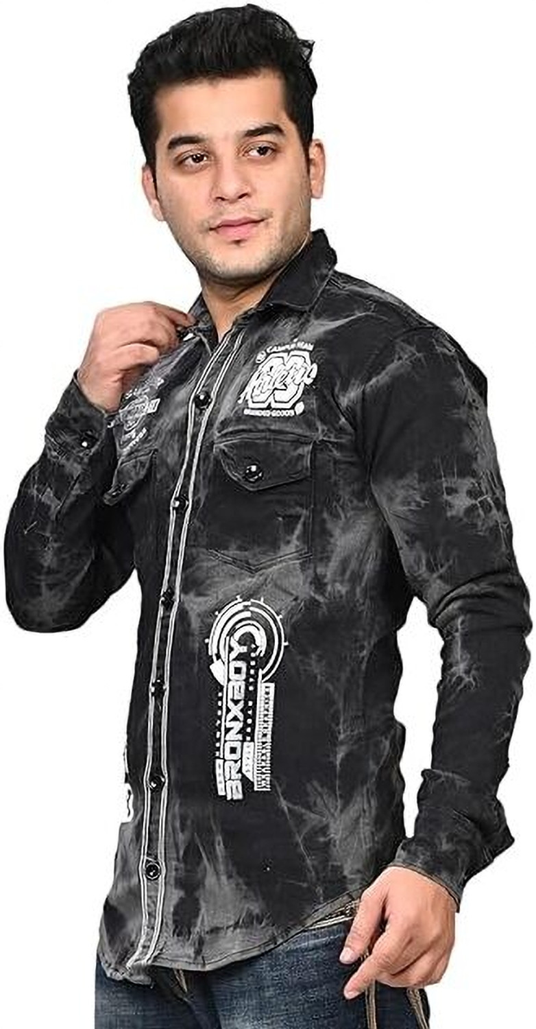 Image of Styloketh Men Printed Casual Black Shirt
