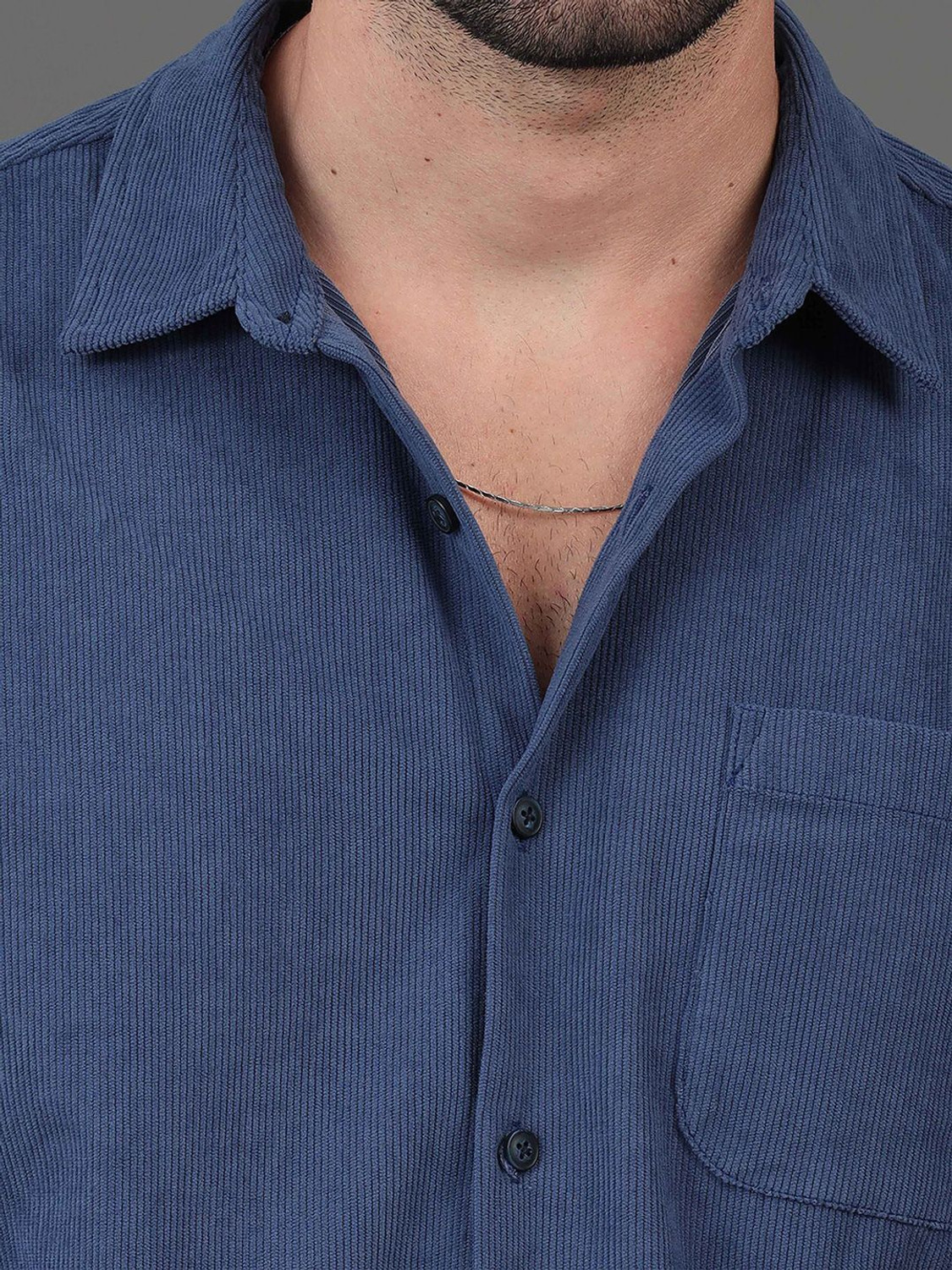 Image of HERE&NOW Men Solid Casual Blue Shirt