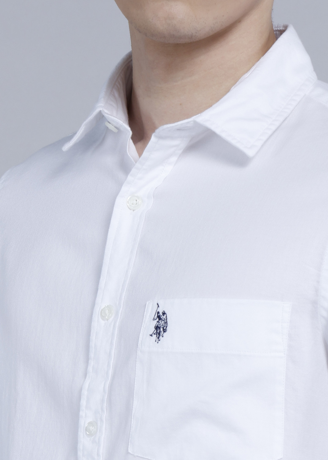 Image of U.S. POLO ASSN. Men Solid Casual White Shirt