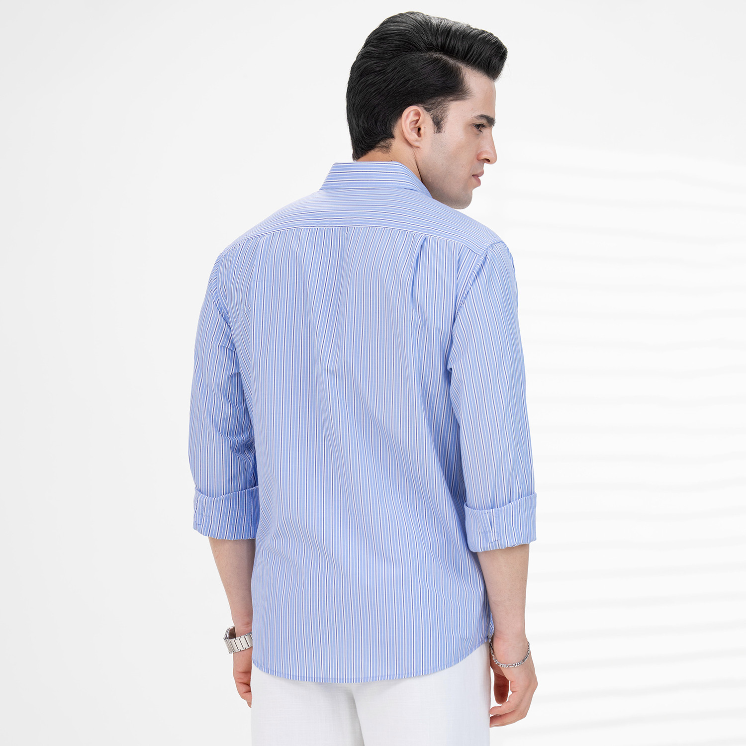 Image of RED TAPE Men Relaxed Fit Striped Button Down Collar Casual Shirt