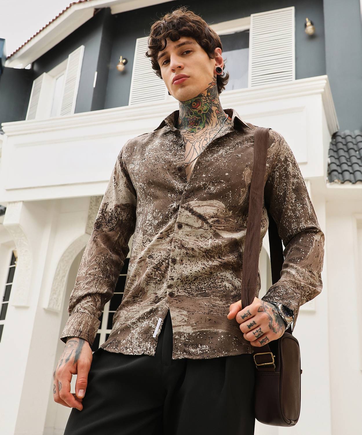 CAHOOT Men Printed Casual Brown Shirt