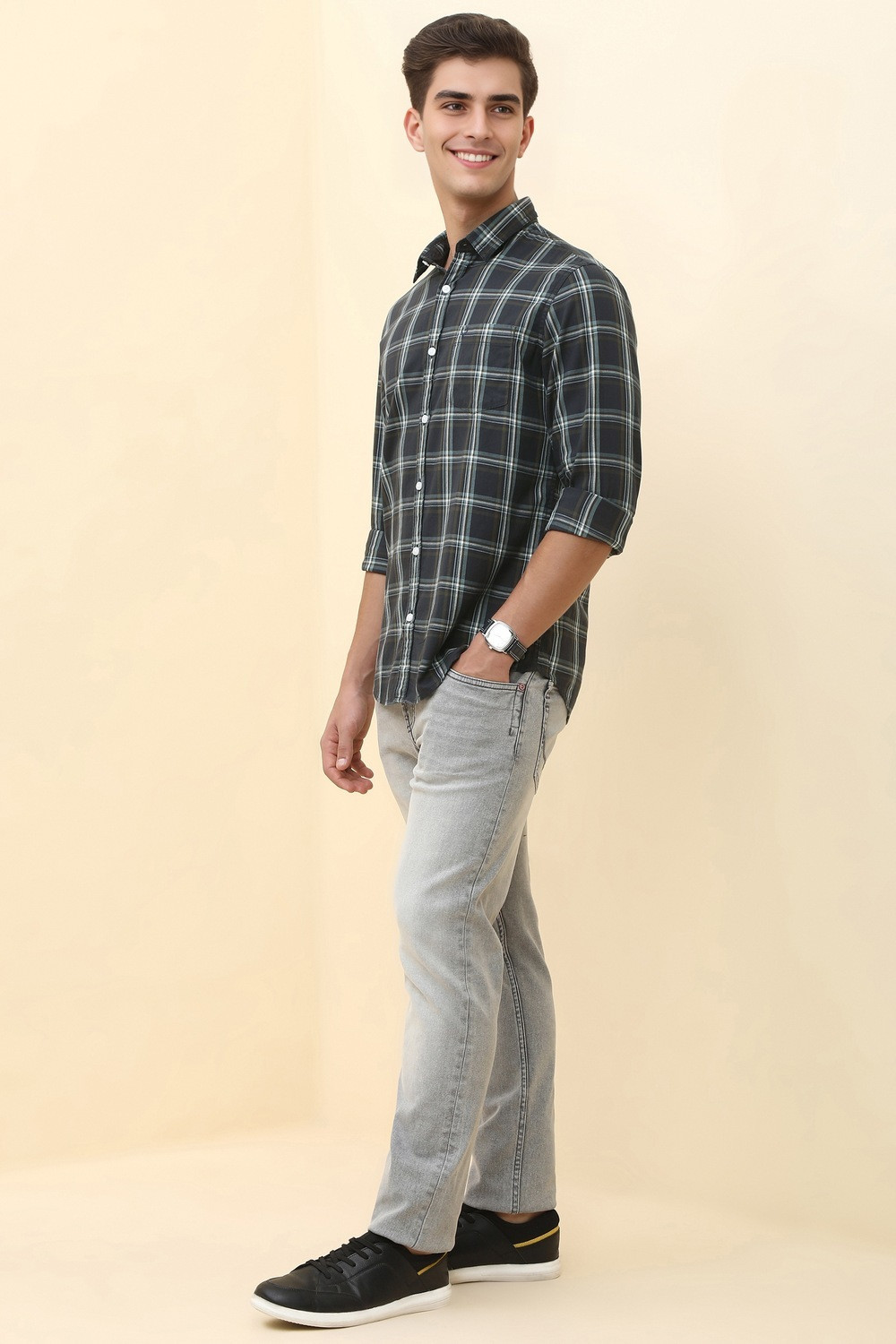 Image of Allen Solly Men Checkered Casual Multicolor Shirt