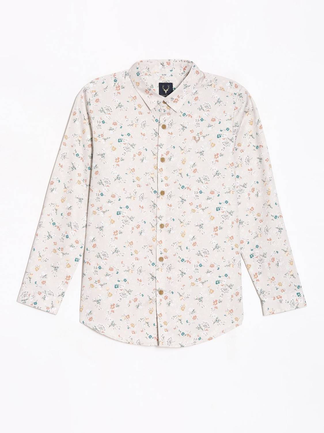 Allen Solly Junior Boys Printed Casual Cream Shirt