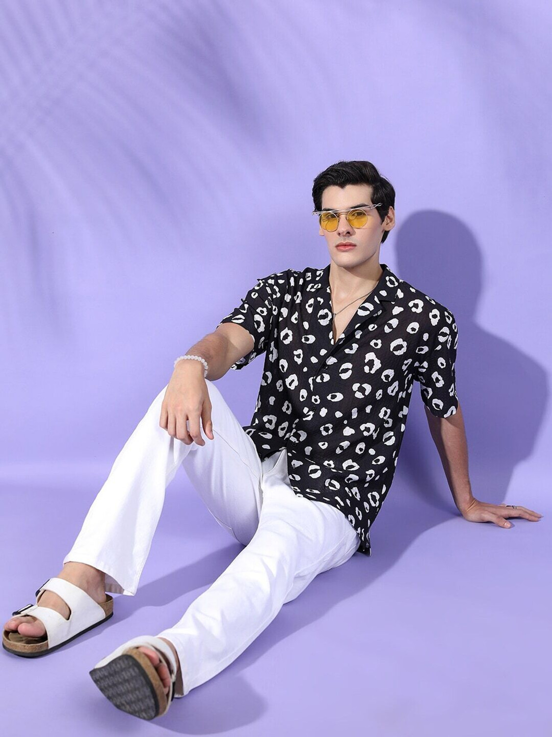 Image of The Indian Garage Co. Men Animal Print Beach Wear Black Shirt