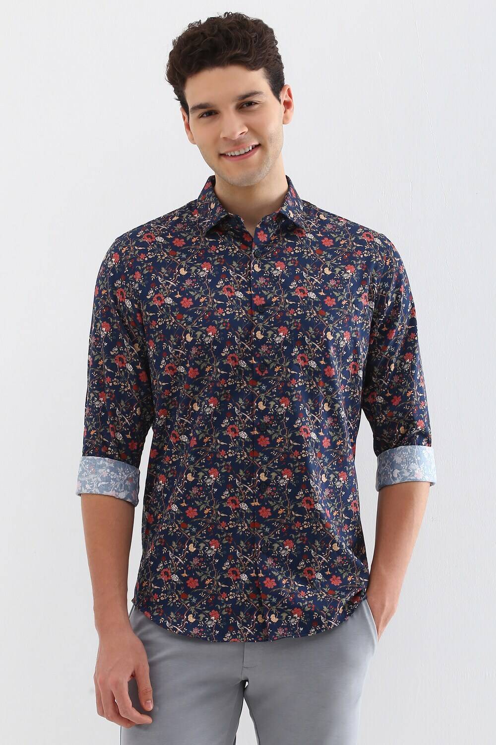 Allen Solly Men Printed Casual Blue Shirt