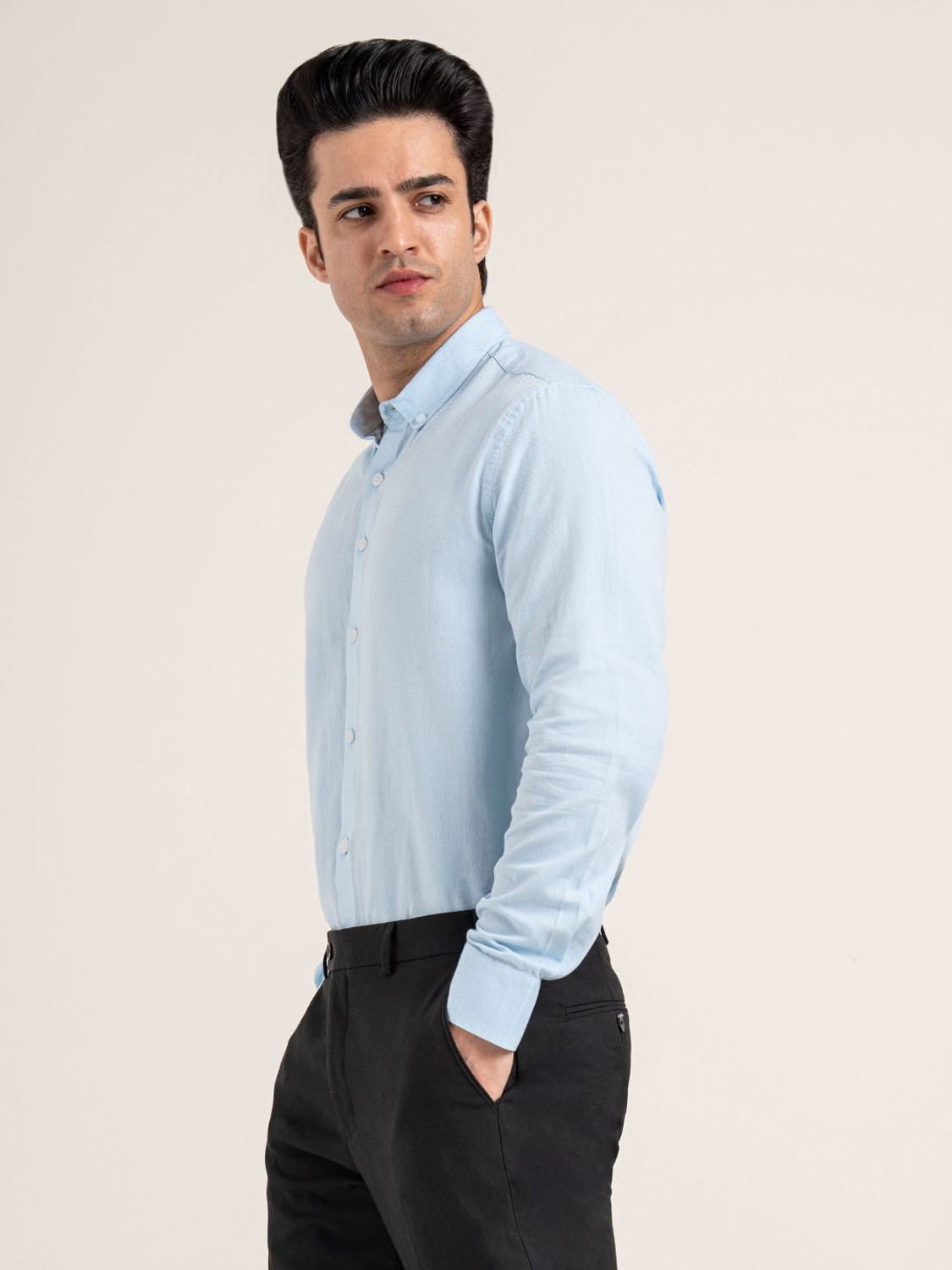 Image of RED TAPE Men Solid Casual Light Blue Shirt