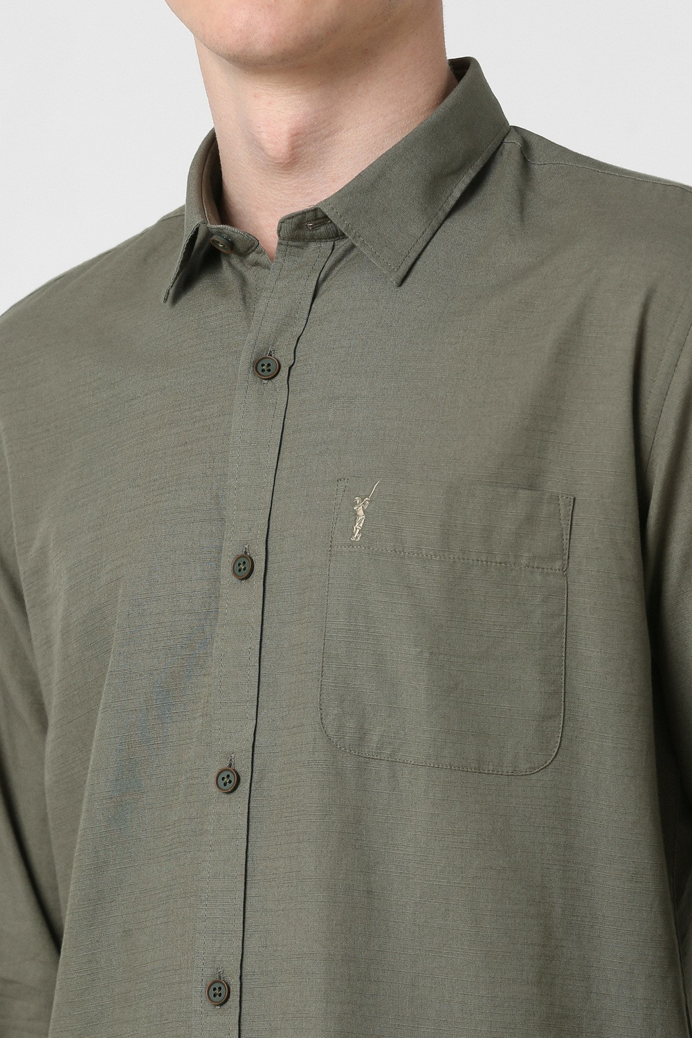 Image of PETER ENGLAND Men Self Design Casual Green Shirt