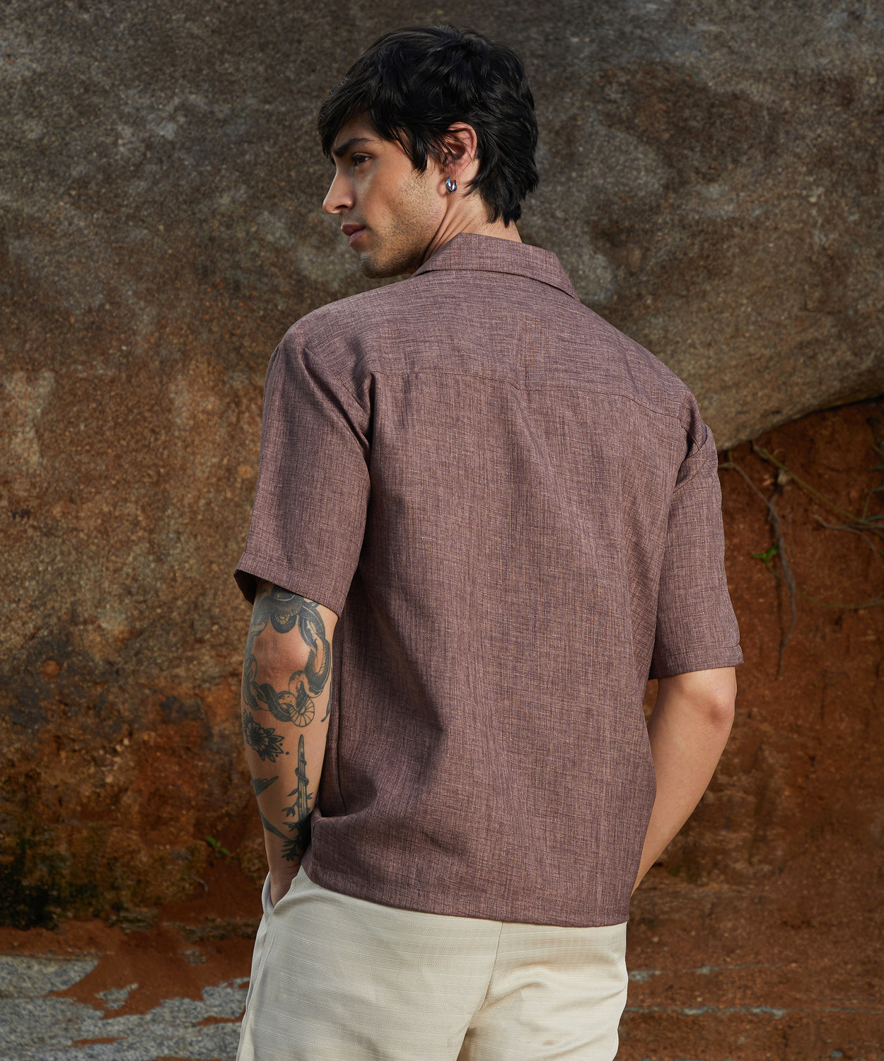 Image of CAMPUS SUTRA Men Solid Casual Brown Shirt
