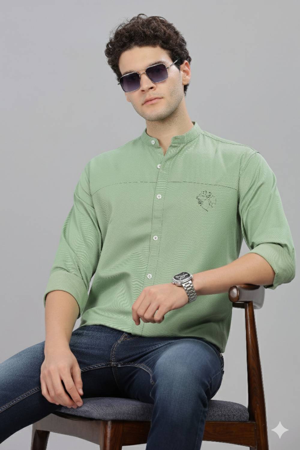 7th Legion Men Solid Casual Light Green Shirt