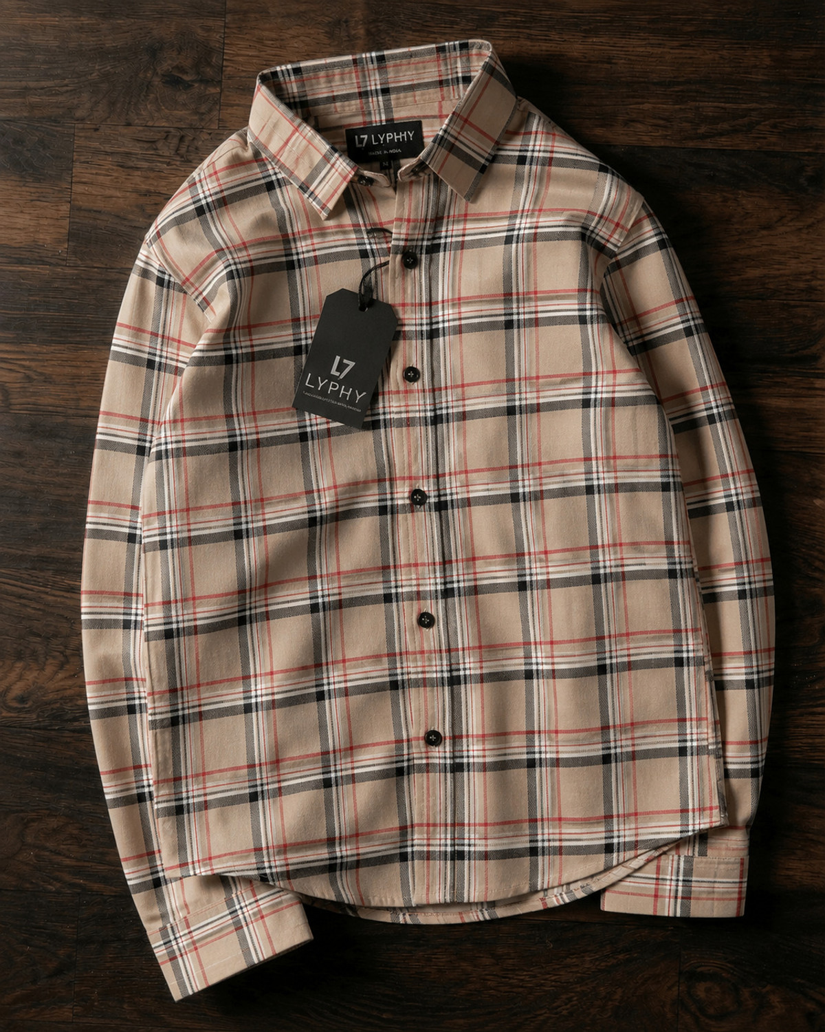 Image of Lyphy Men Checkered Casual Brown, Red Shirt