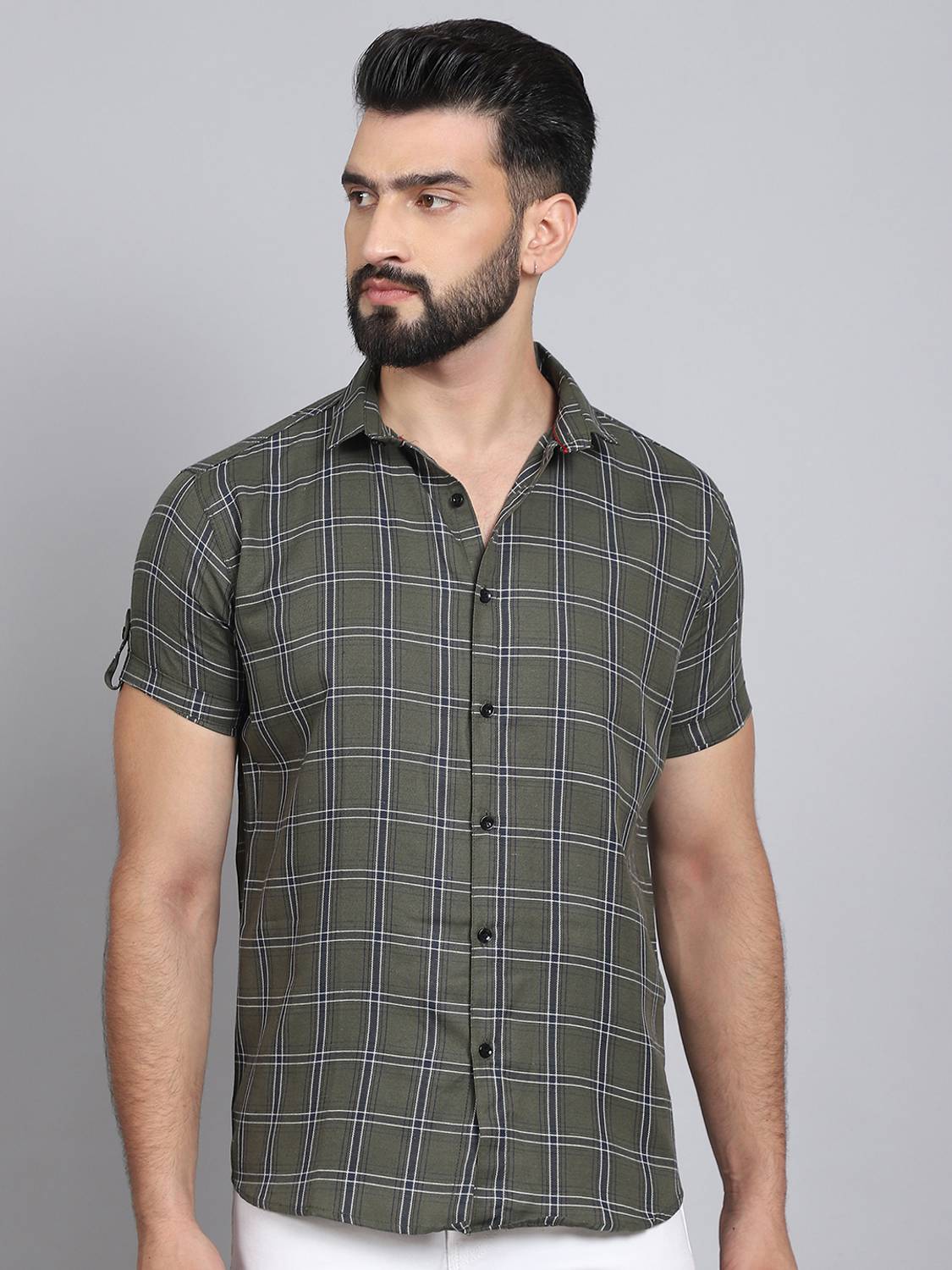 Dark Age Men Checkered Casual Dark Green Shirt