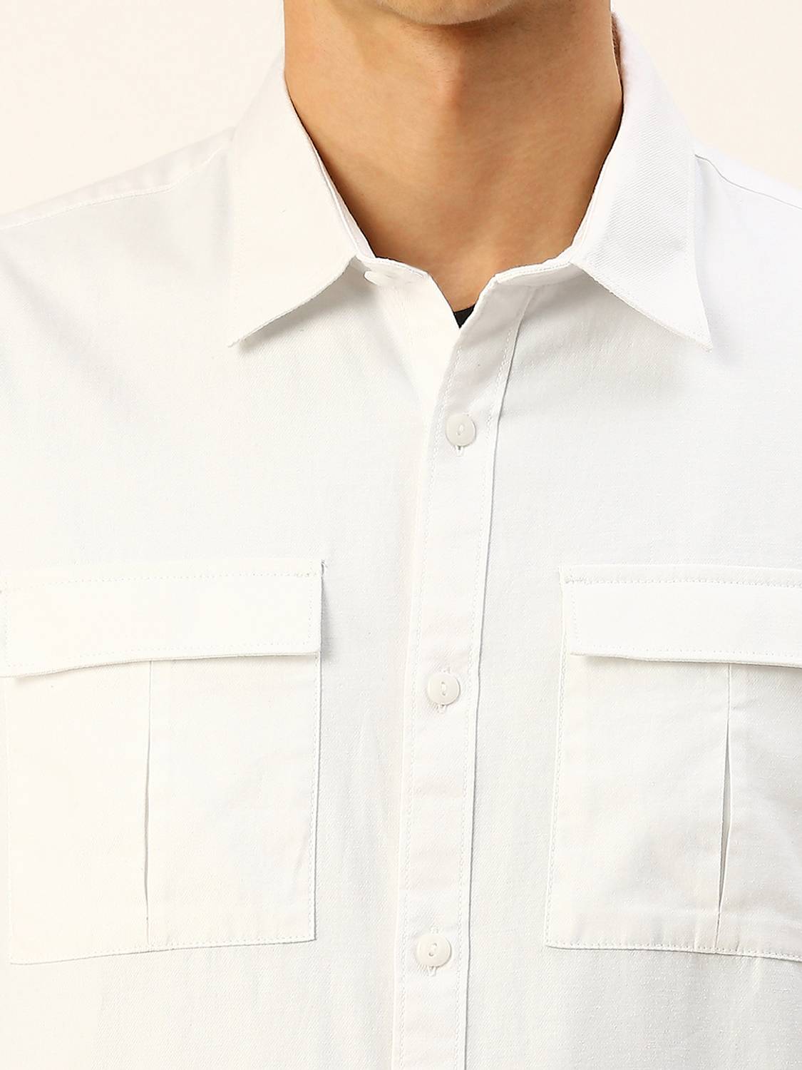 THOMAS SCOTT Men Solid Casual White Shirt - Image 5