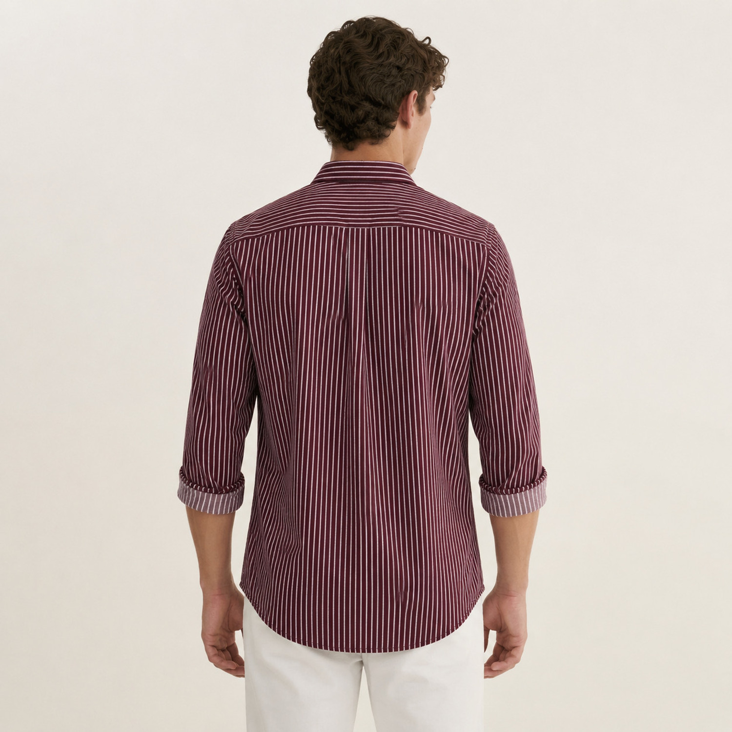 Image of Vaswani Men Striped Casual Pink Shirt