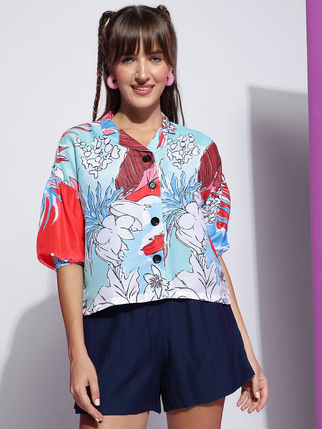 Bollyqueen Party Floral Print Women Multicolor Top