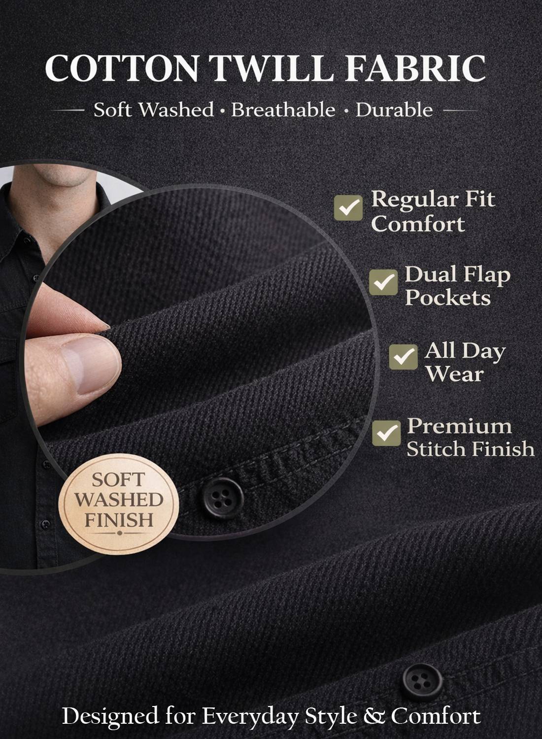 ADRO Men Black Casual Shirt - Image 2