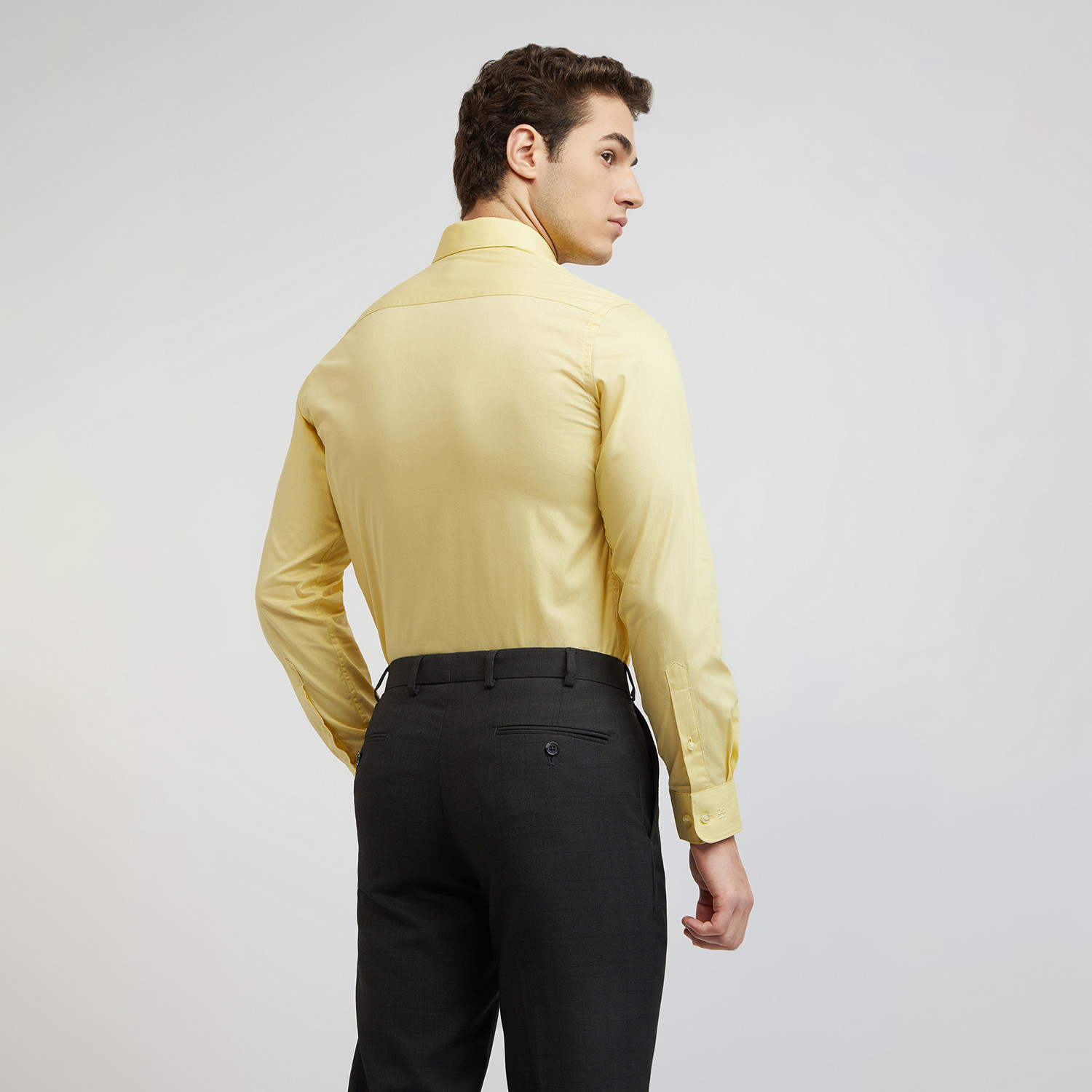Image of Raymond Men Solid Formal Yellow Shirt