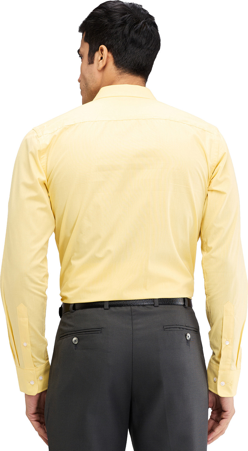 Image of PARK AVENUE Men Self Design Formal Yellow Shirt
