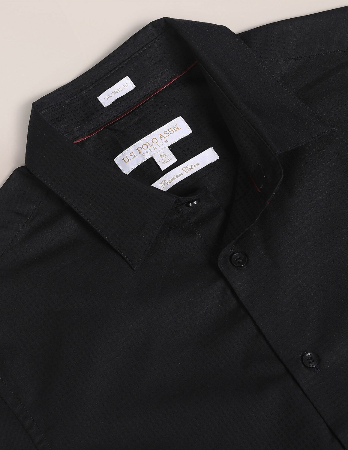 Image of U.S. POLO ASSN. Men Solid Casual Black Shirt