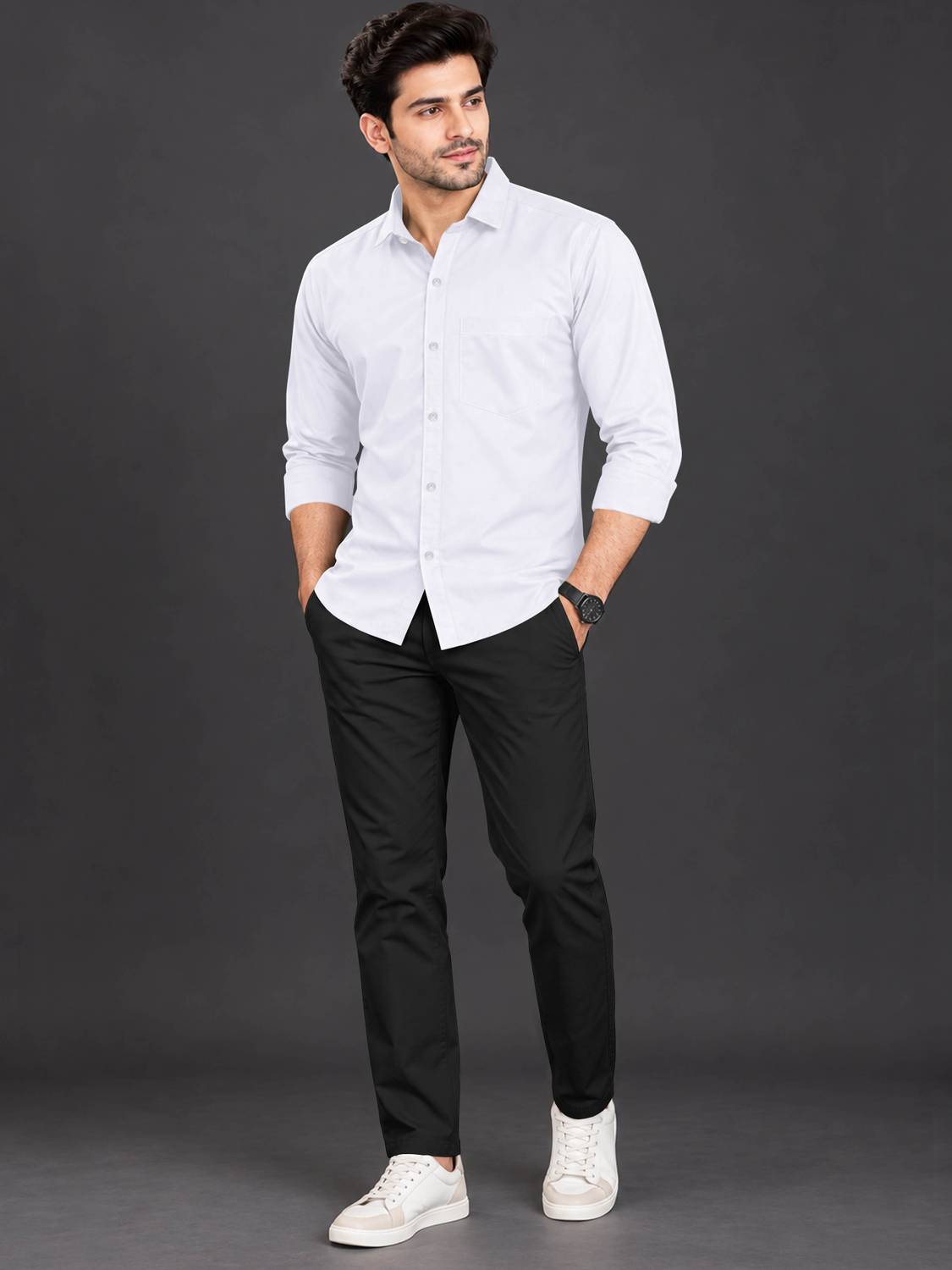 VeBNoR Men White Casual Shirt - Image 3