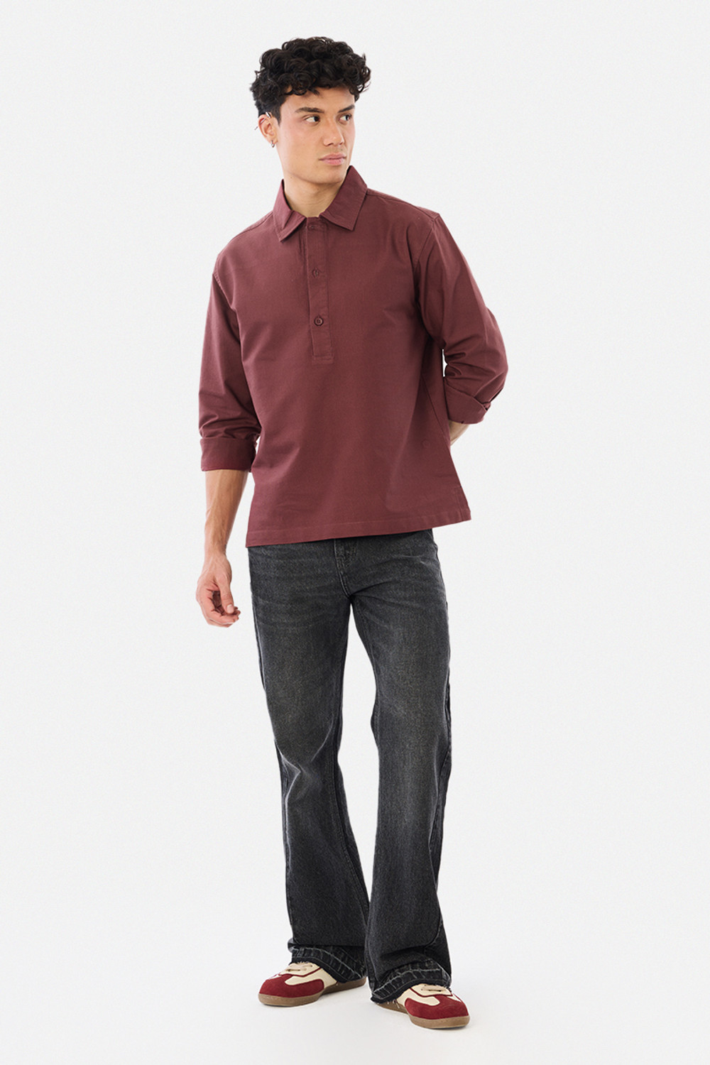 Image of Snitch Men Solid Casual Maroon Shirt